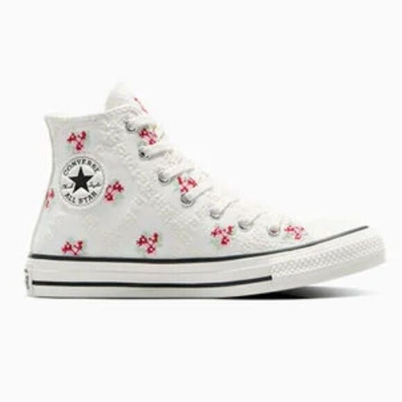 Chuck Taylor All Star Rose Cross Stitch Sneakers Shoes Size 8 - Picture 11 of 11